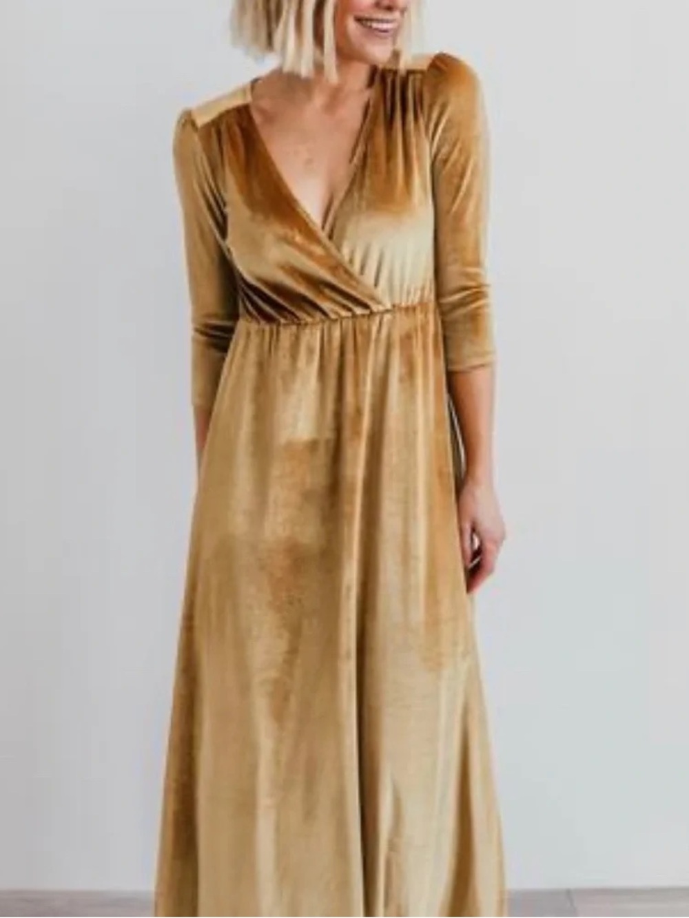 Baltic Born Gold Velvet Wrap Maxi Dress